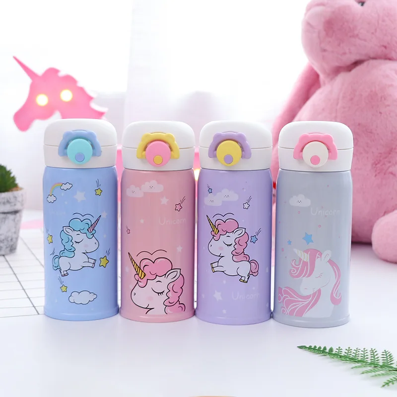 

Feiyou korean cute children unicorn stainless steel insulated vacuum flasks 350/500ml funny double walled gilr kids water bottle, Customized color