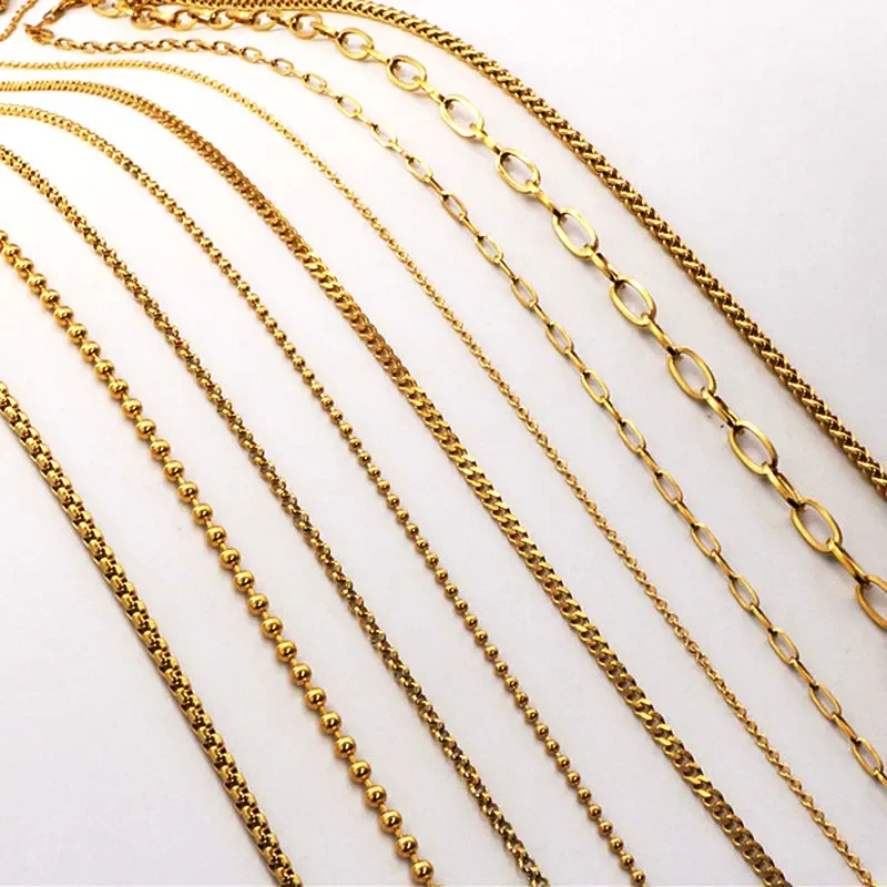 

Wholesale 18K Gold Plated Cuban Curb Link Chain Women Men Miami Stainless Steel Jewelry 3mm Rolo Snake Chain