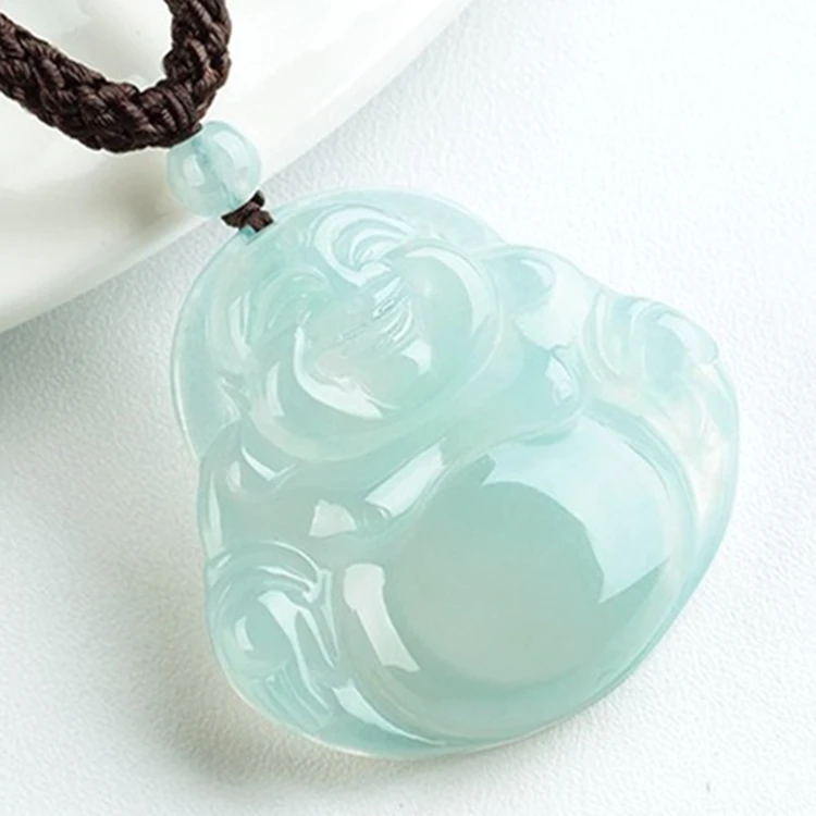 

Making Supplies Natural jadeite Pendant Charms Hot Chinese A grade Jade laughing Buddha Pendant Jewelry Jade Necklace Pendants, Green