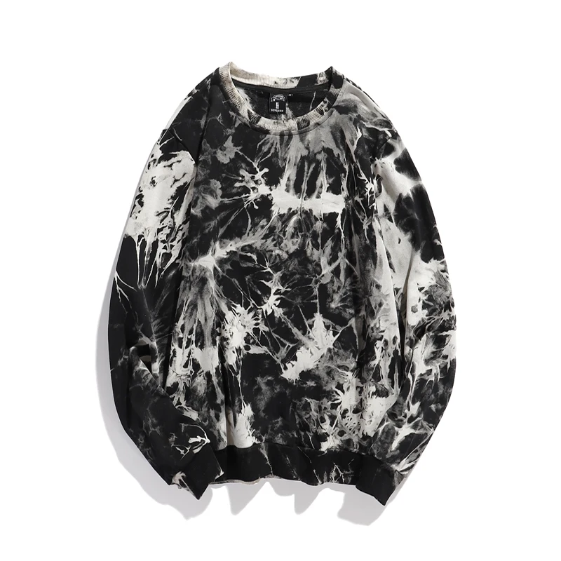 

New Arrival Winter And Autumn Full Sleeve Stock Man And Women Unisex Couple Black Sweatshirts Polyester Tie Dye Clothes