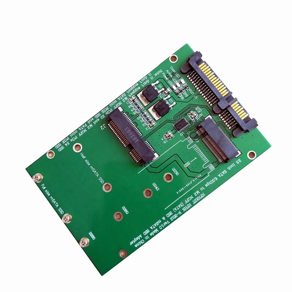 

2.5 inch SATA 22Pin to mSATA & M.2 (B-Key NGFF) 2in1 Sized Multiple SSD Adapter Converter in stock, Green