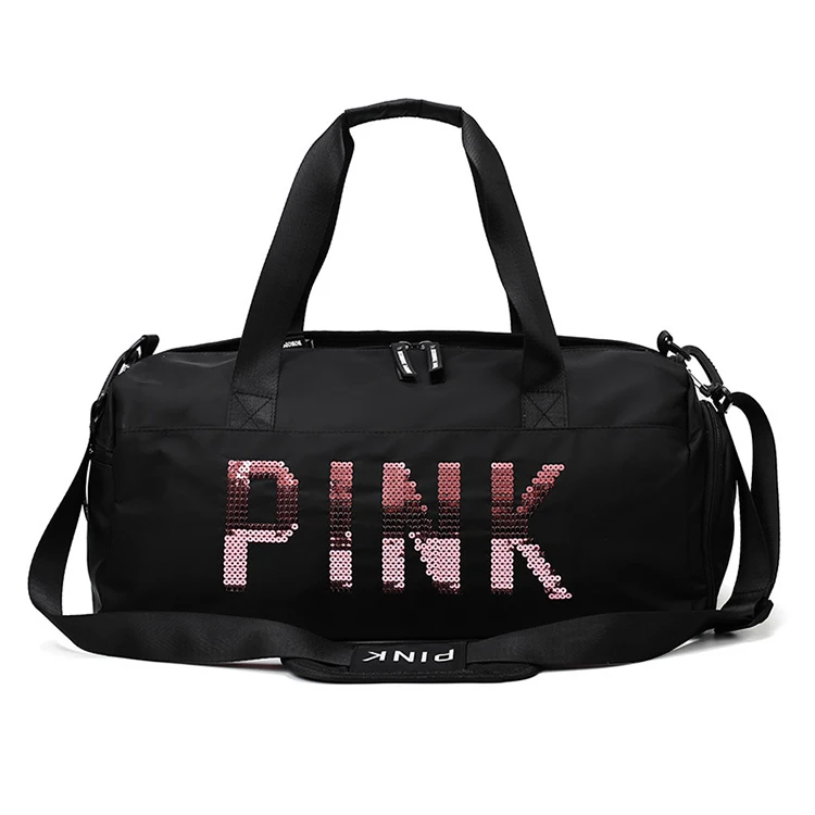 

2019 New Outdoor sports large capacity tote duffel travel bag Waterproof womens pink gym bag