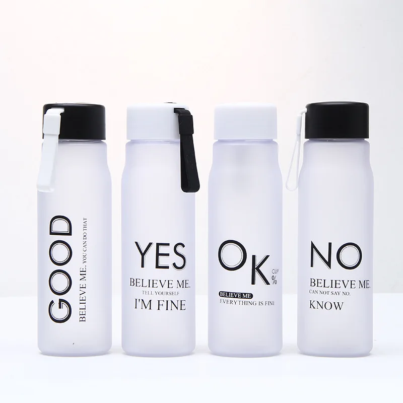 

600ml Transparent Frosted High Borosilicate Voss Glass Plastic Water Bottle with Screw Cup with Customer Logo