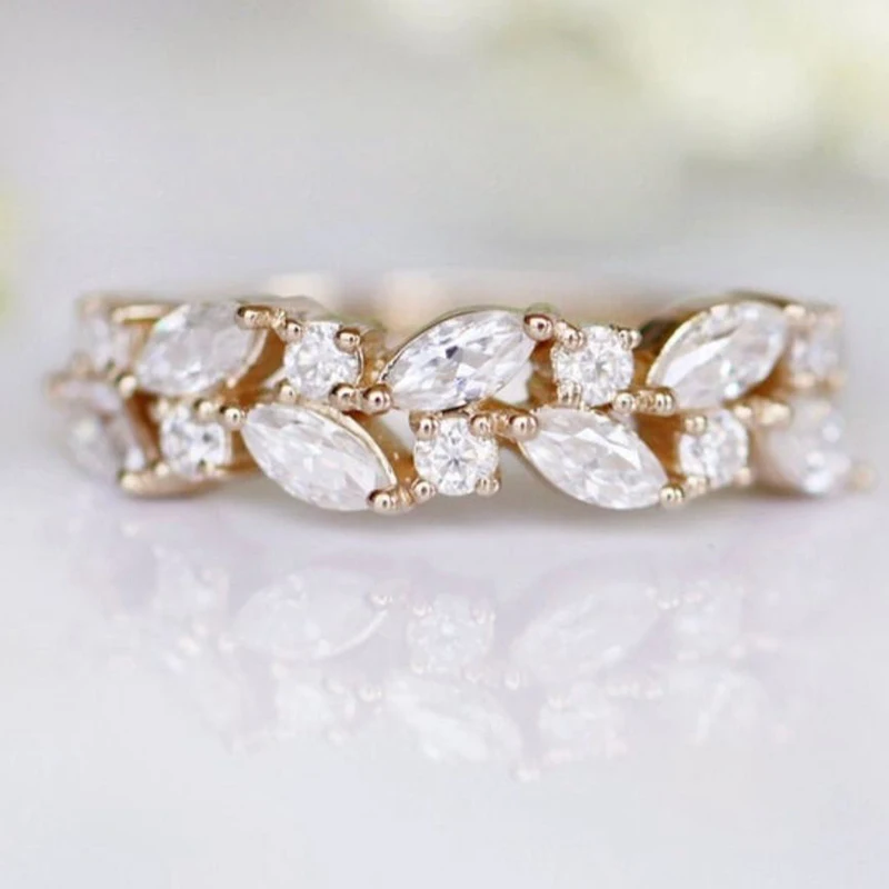 

low price moissanite stone jewelry lab grown diamond marquise shape 14k solid gold band ring