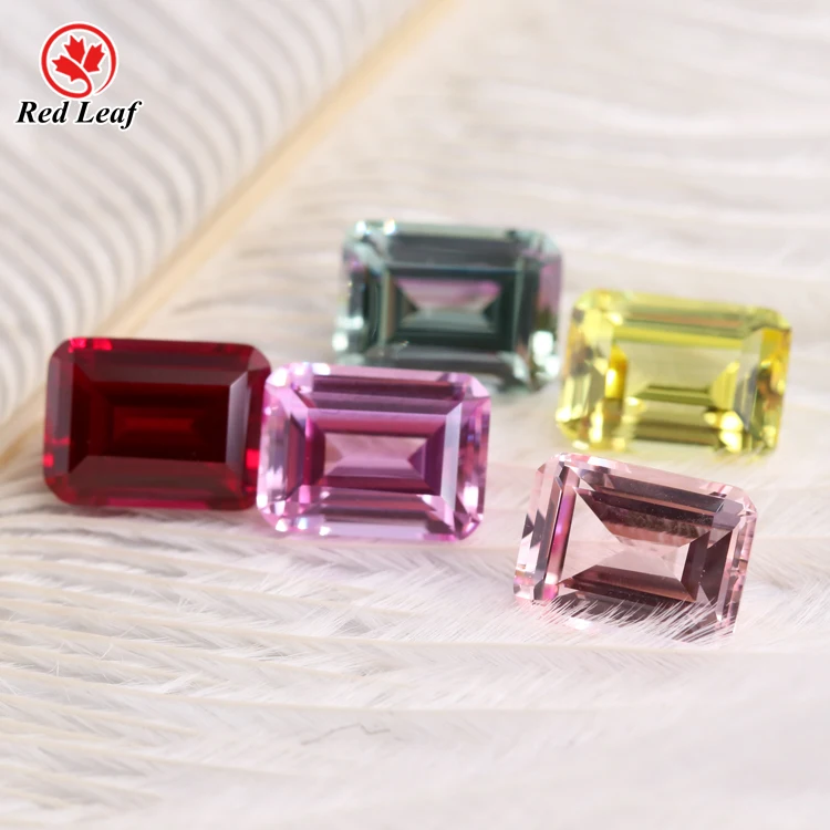 

Redleaf gems Fashion hight quality Emerald cut Pink color Lab grown sapphire gemstone