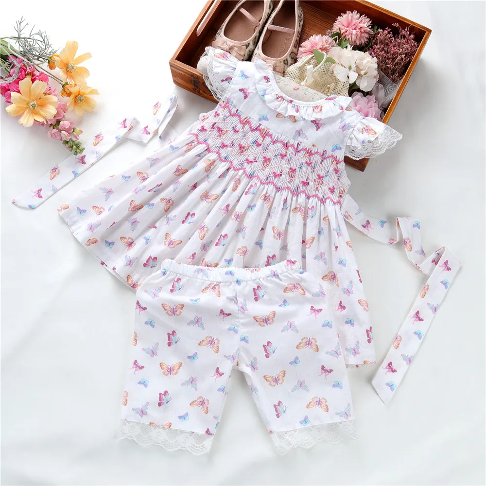 

summer kids clothing for baby girls' Pajamas sleepwear hand made smocked COTTON wholesale children clothes