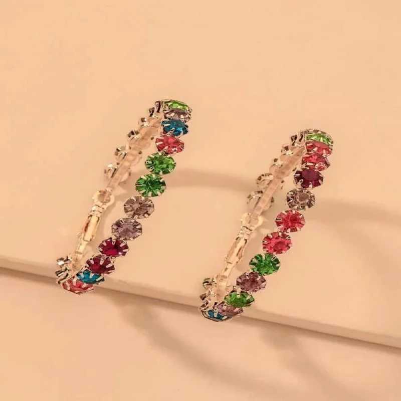 

fashion 6cm colorful cz hoop earrings