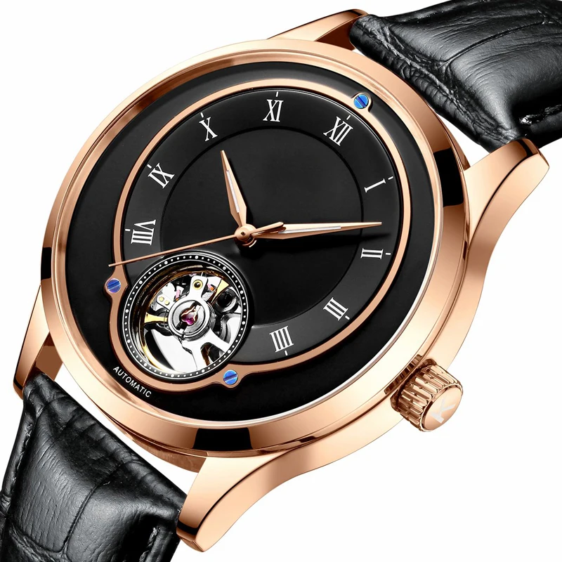 watches men luxury brand automatic watch genuine leather strap tourbillon watch