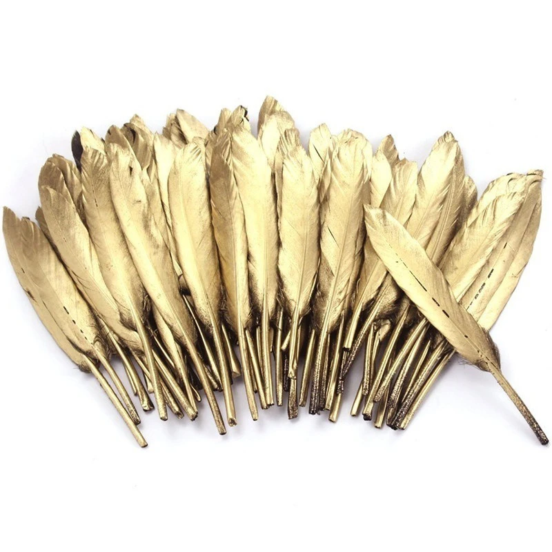 

Gold Plated Feathers 5-7inches for Christmas & Wedding Party Decoration & DIY Handicrafts Accessories home decoration
