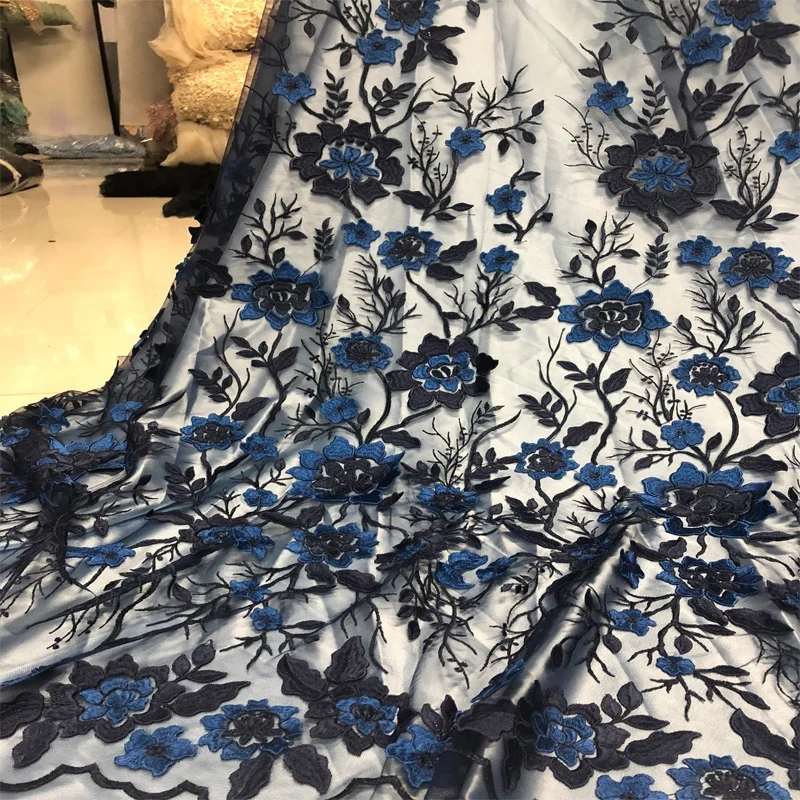 

Flowery high quality 3d rose nigerian fabric lace embroidery african, Accept customized color