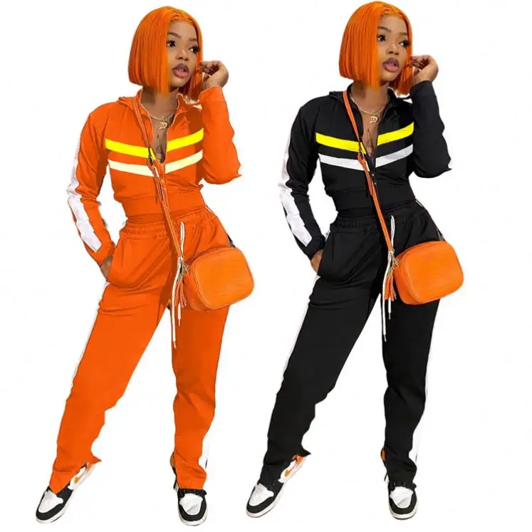 

BE-20090215 Hot Selling Splice Slit Sports Suit Jogging Suit Women 2 Piece Pants Set Track Suit Outfits Set Women Clothing