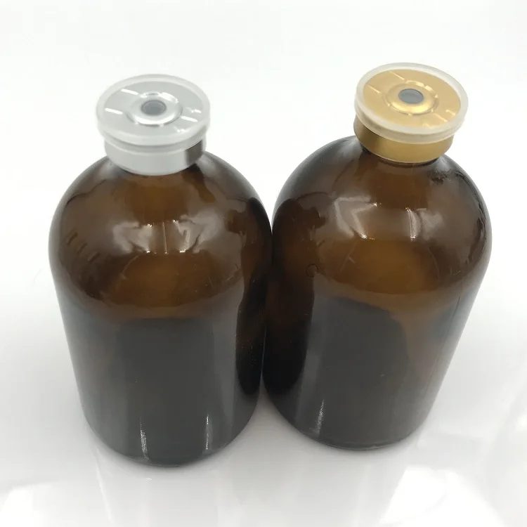 
100ml amber sterile vials for injection with rubber stopper 