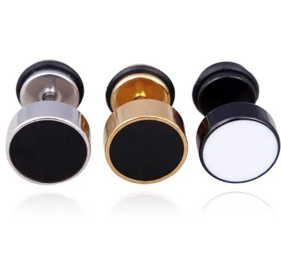 

Customized 6MM 8MM 10MM stainless Steel Men's Stud Earrings Dumbbell Earrings with high quality