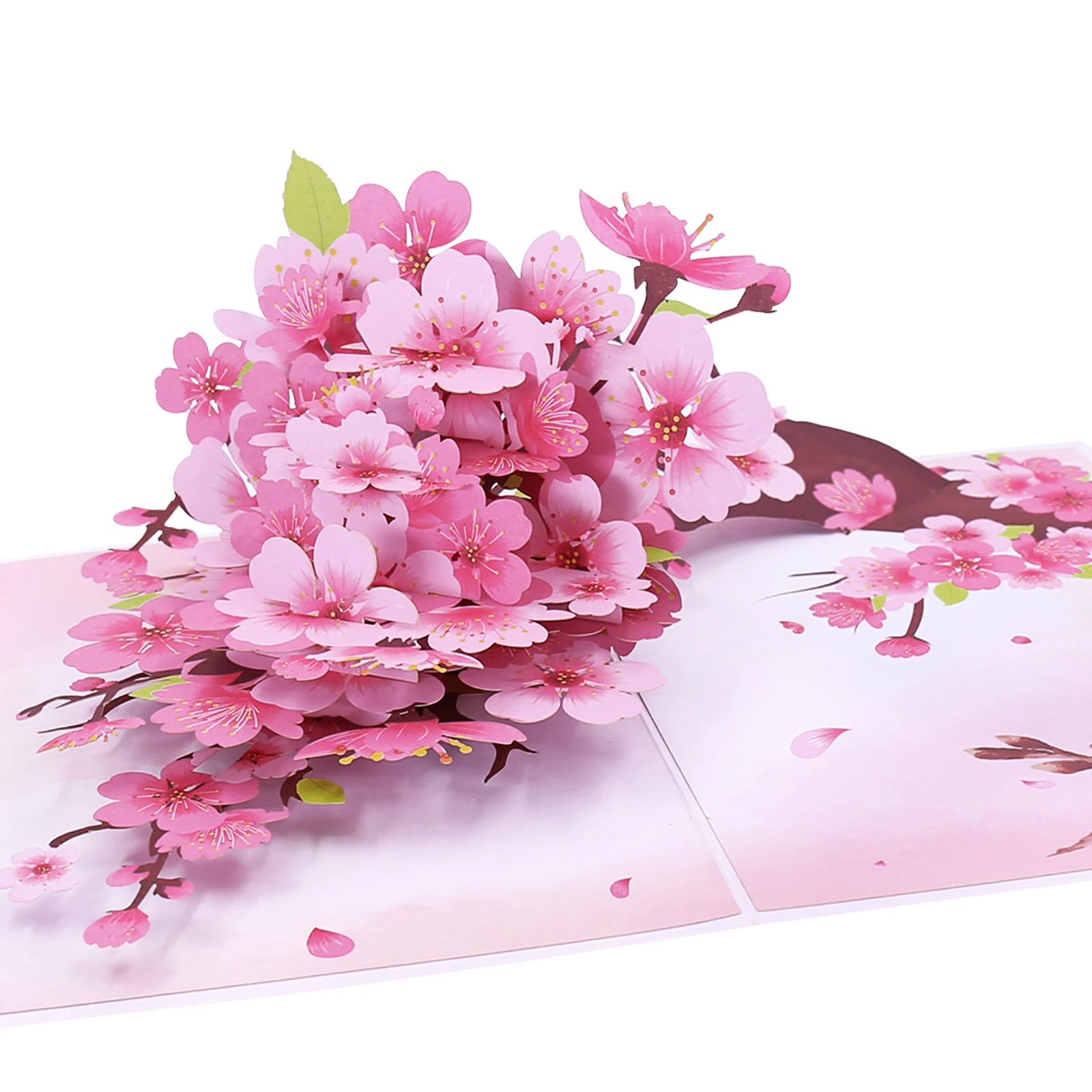 

Hot Sale Luxury Greeting Cards With Envolpe Cherry Blossom Pop Up Card For Mother's Day Unique Biodegradable 3D Pop Up Card