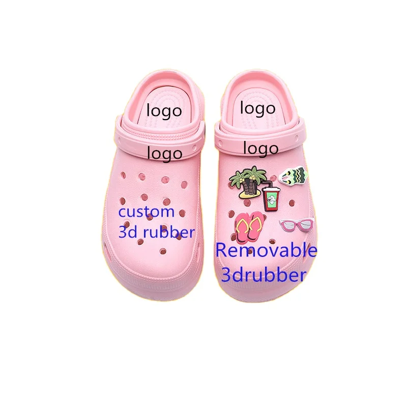 

Factory Thick Bottom Women's Croc Custom Clogs Fashion Ladies Garden Slippers Sandals Soft Beach slides custom logo for women, 4kinds
