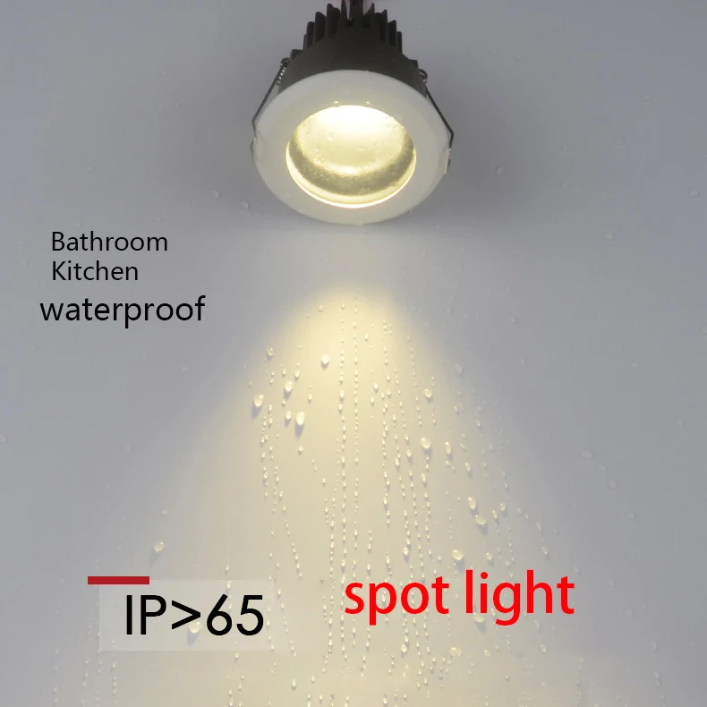 waterproof spot light IP65 for bathroom kitchen shower room  10w 9w  recessed hotel down lights