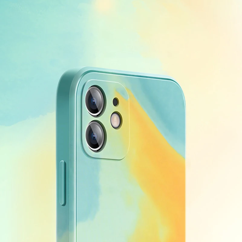 

2021 Fashion design Liquid Silicone TPU Watercolor painting nice mobile phone case Back Cover for iPhone 12 11 silicone case