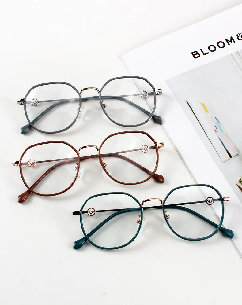 

M06 Fashion Big Anti Blue Light Blocking Metal Frame Optical Glasses Eyeglasses, As picture or custom colors