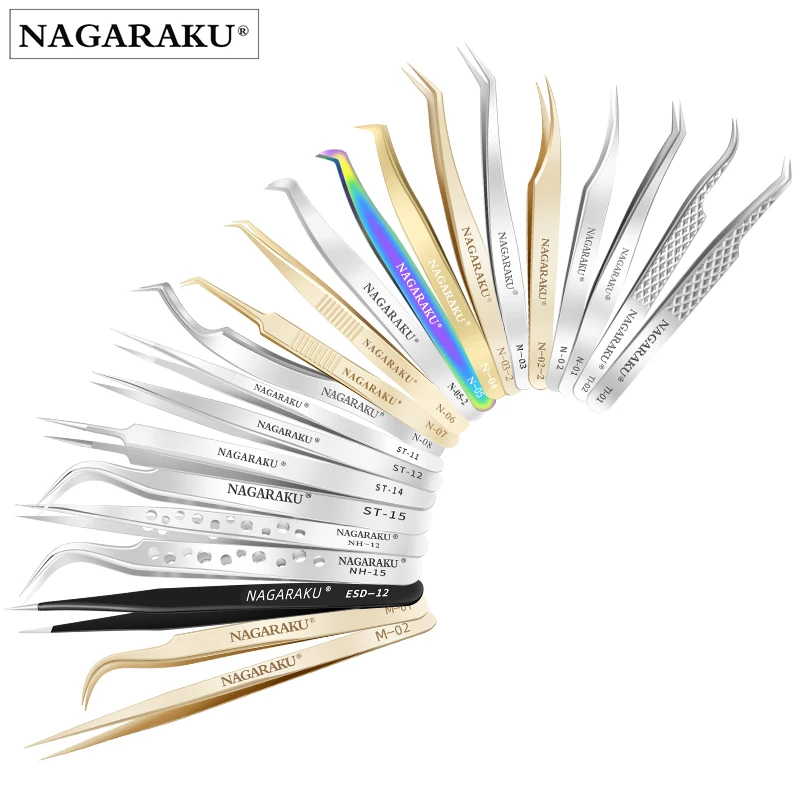

Nagaraku Eyelash Extension Tweezers Makeup Stainless Steel Non-magnetic Pincet False Eyelash Tweezers 3d Accurate Tweezers, Silvery