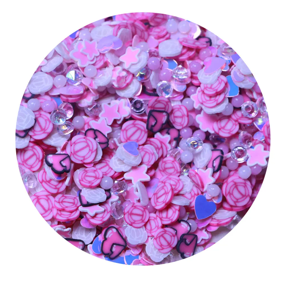 

500g/Bag Mixed Rose Flower Heart Star Diamond Polymer Hot Clay Sprinkles Scrapbooking Nail Art DIY Slime Fillers Accessories