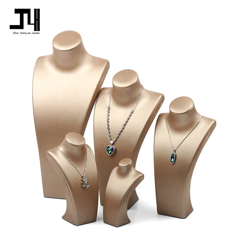 

Retail Store Leather Jewelry Bust Display Necklace Jewelry Mannequin Display Stand, Champagne gold