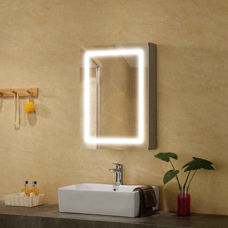 Dressing muur aluminium wastafel ijdelheid geneeskunde badkamer spiegelkast met led licht