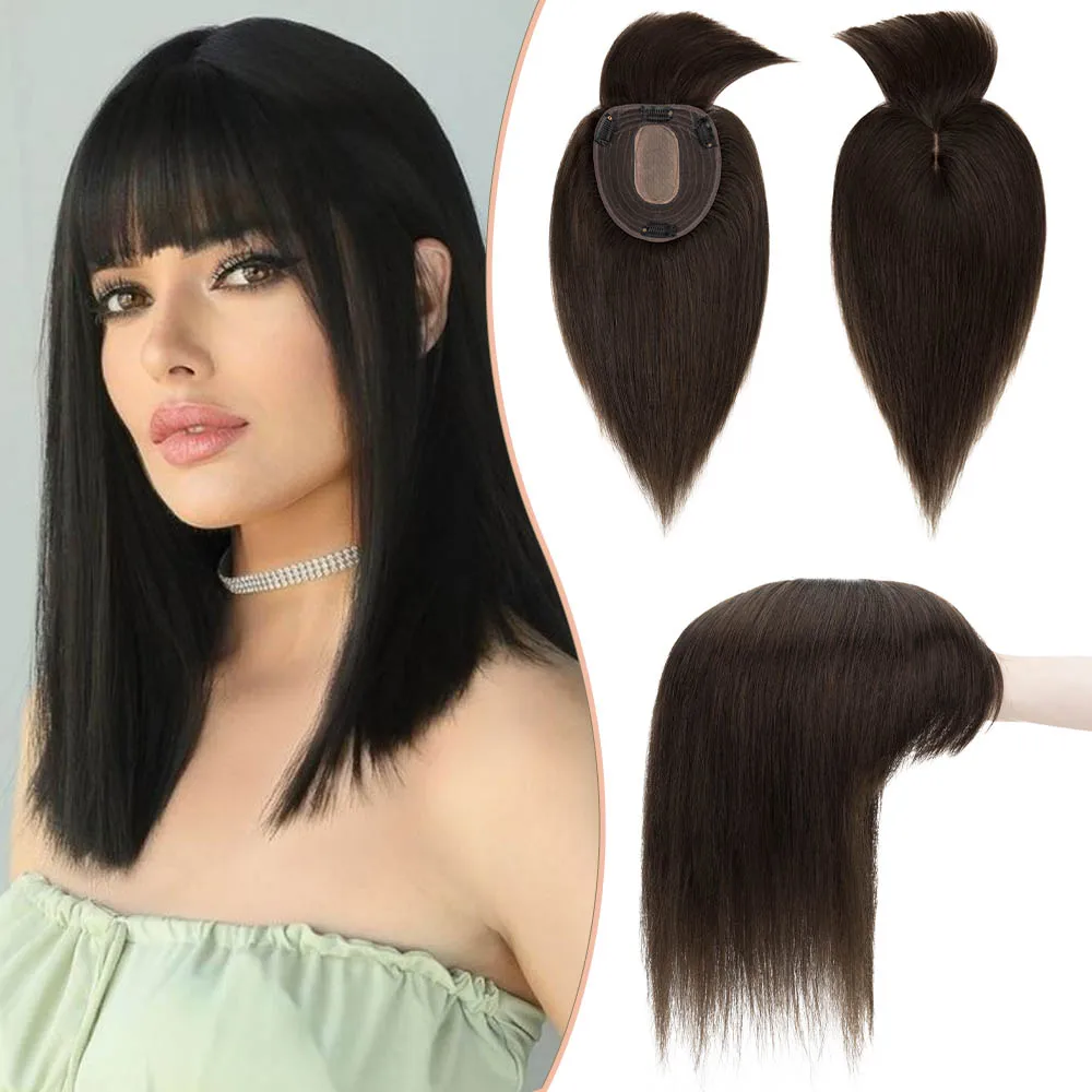 

S-Noilite top quality 50g silk base big size 15*13 cm hair topper with bangs blond on sale