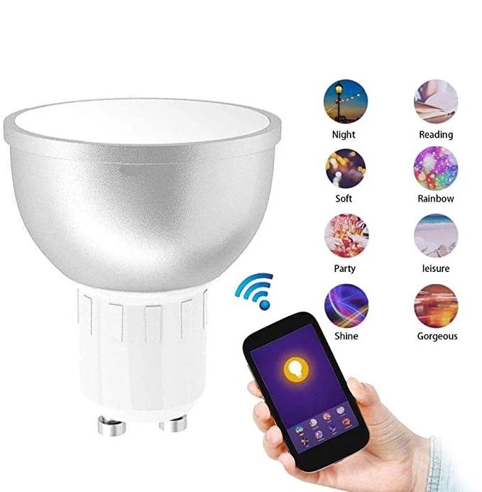 GU10 WiFi Smart Light Bulb Led Spotlight LED Compatible with Alexa and Google Home LED RGBW 2700k Dimmable