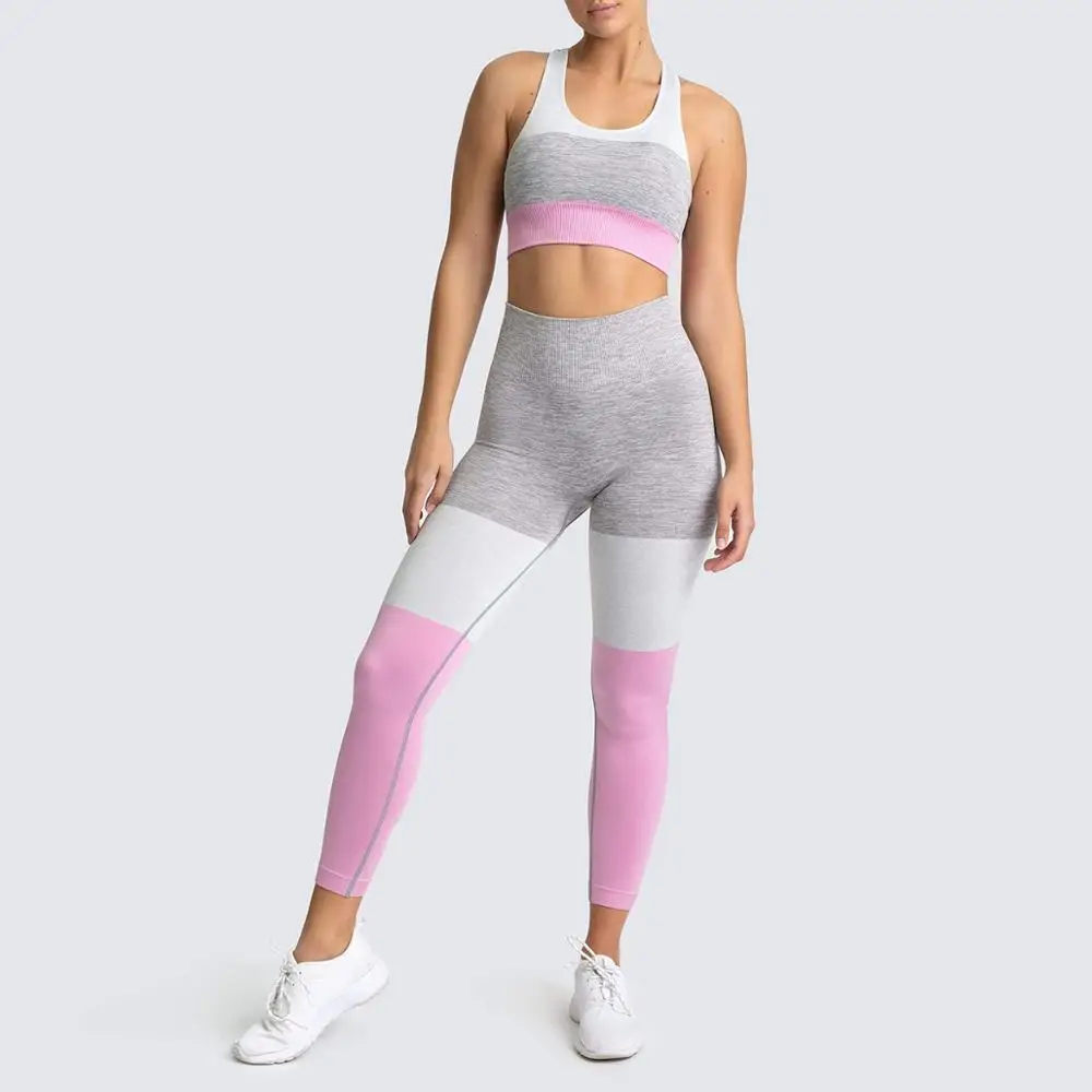 

2020 New Seamless Private Label Gym Wear Unique Fitness Yoga Wear Leggings And Bra 2 Pieces Suit Woman, Any color according to your request