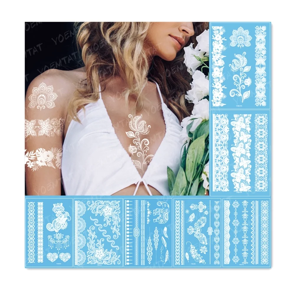 

Indian Arabic Lace Flash Wedding Temporary waterproof Tatoo Sticker, Cmyk