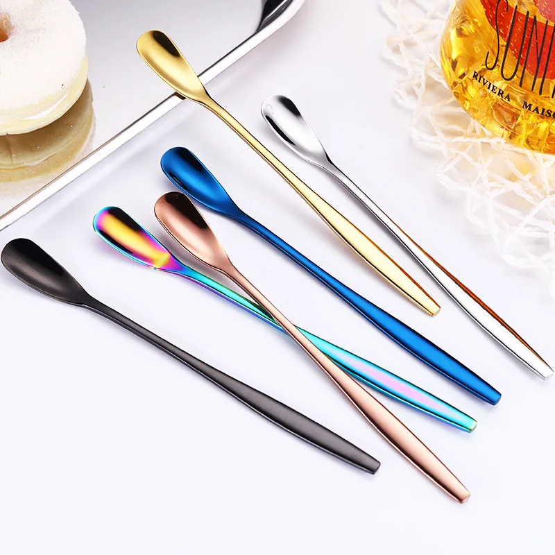 

Creative Stainless Steel Long Handle Ice Spoon Mixing Cocktail Stirrer Stirring Spoon, Sliver,gold ,rose gold ,black ,colorful color.blue