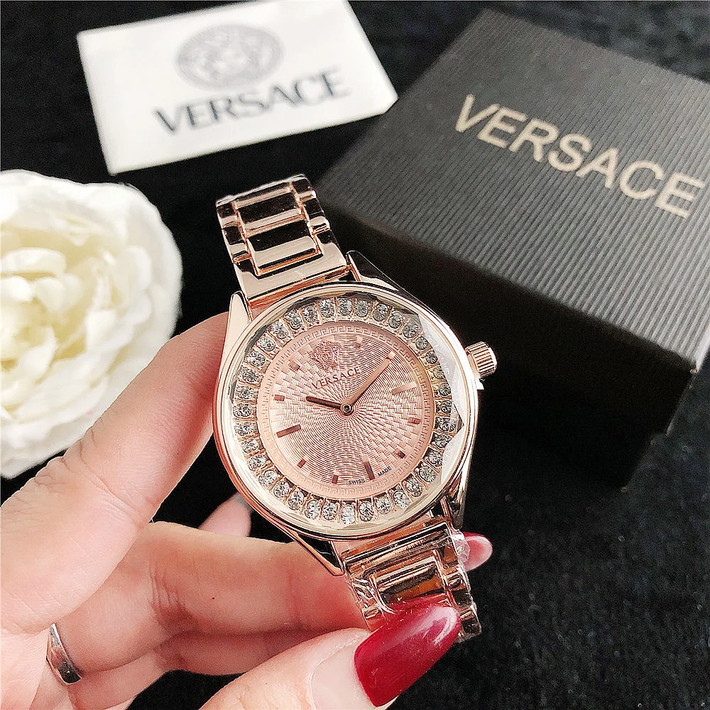 

rose gold watches girls wrist with custom logo quartz watches women sport moissanite diamond watch made in china