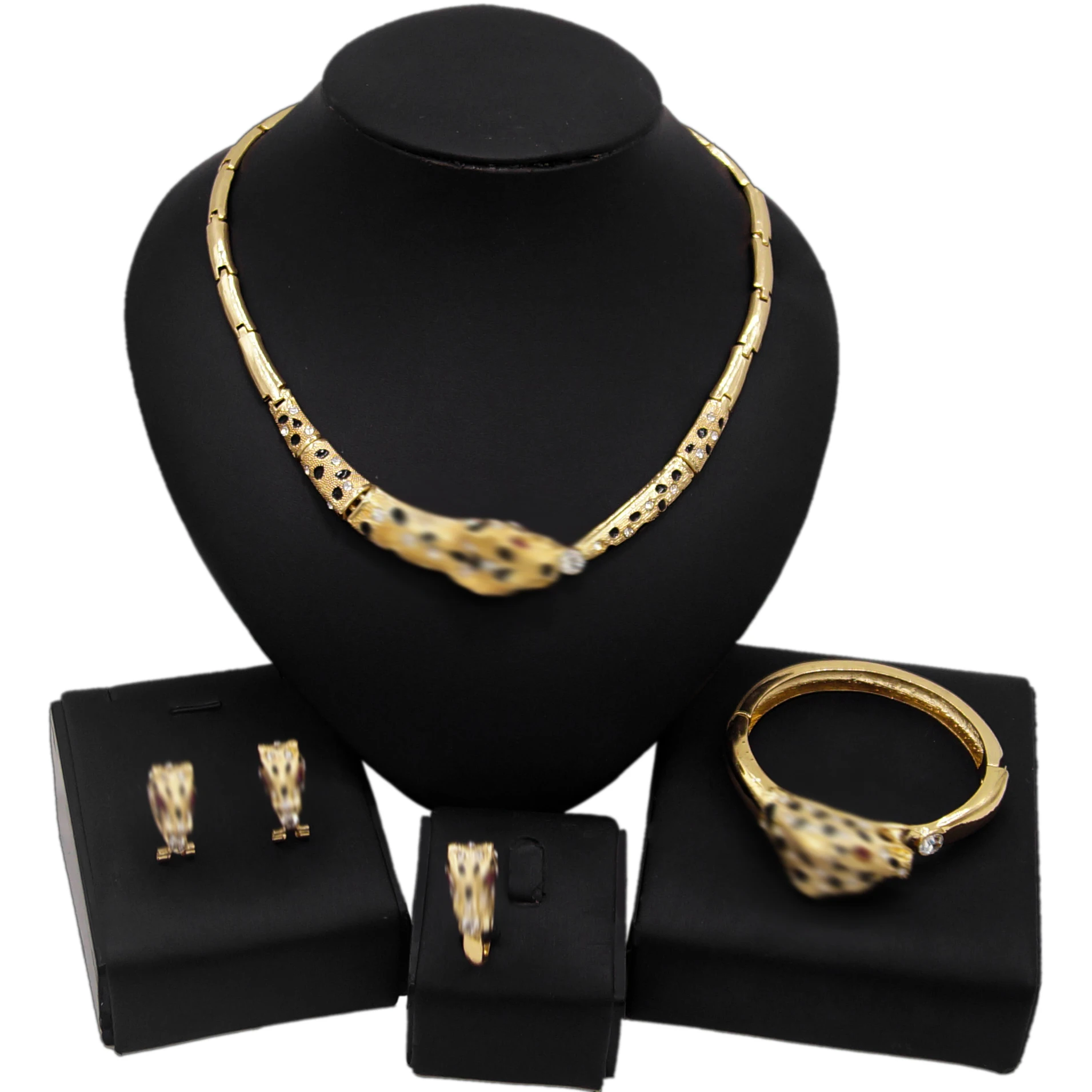 

Yulaili Necklace and Earrings Sets Fashion Costume Bridal Jewelry Sets 14k Gold Plating Wedding Party Jewelry Set For Woman Gift