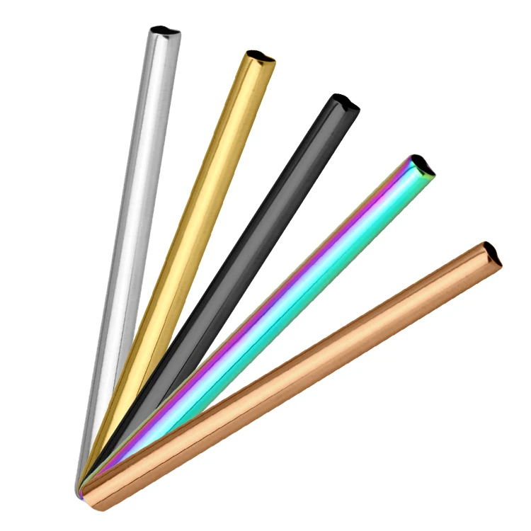 

Wholesale New Style Custom Logo Metal Drinking Straws Heart Shaped Reusable Straw, Gold/rainbow/silver/black/rose gold