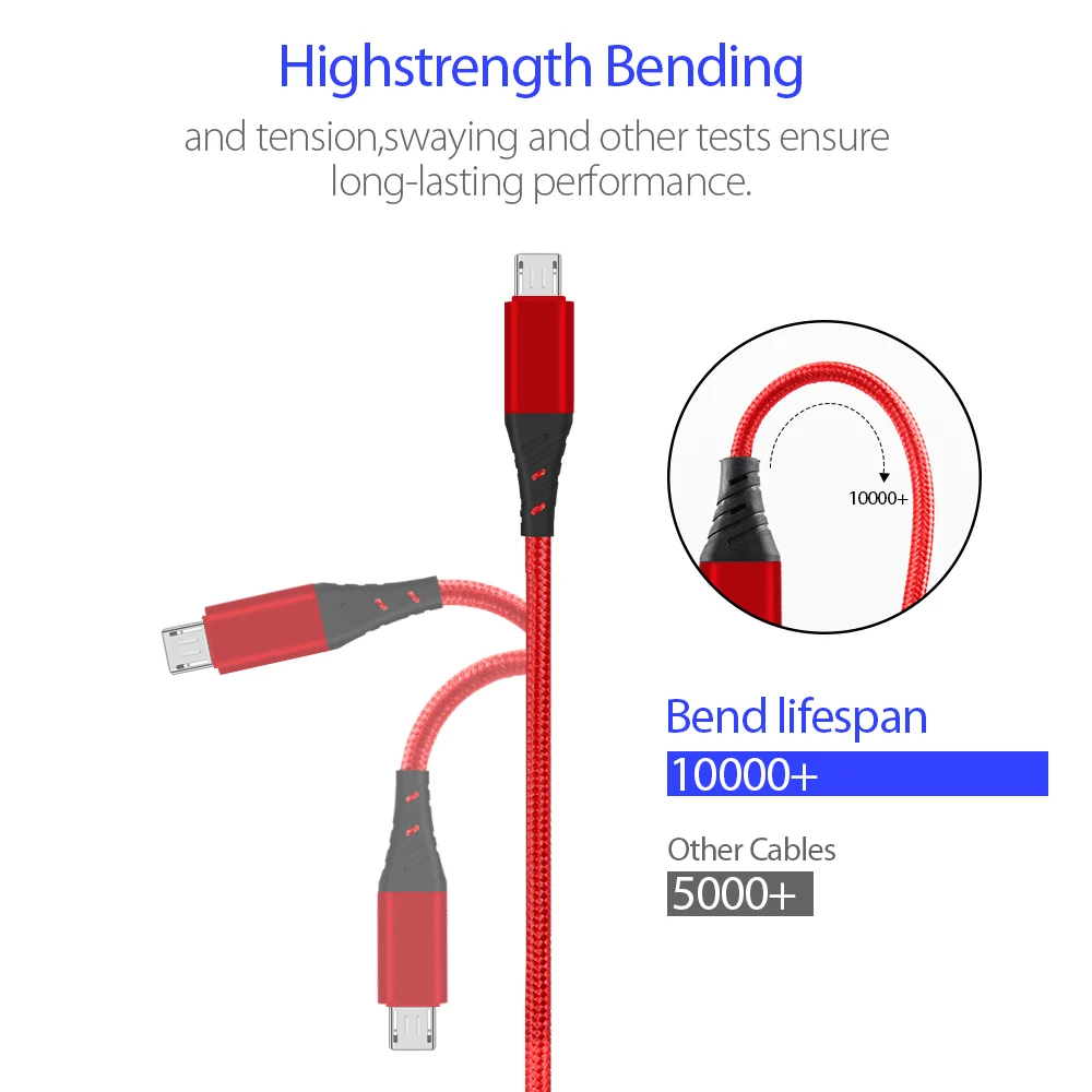 fast charging & data syncing OEM ODM micro usb cable with nylon braided for android phone - ANKUX.COM
