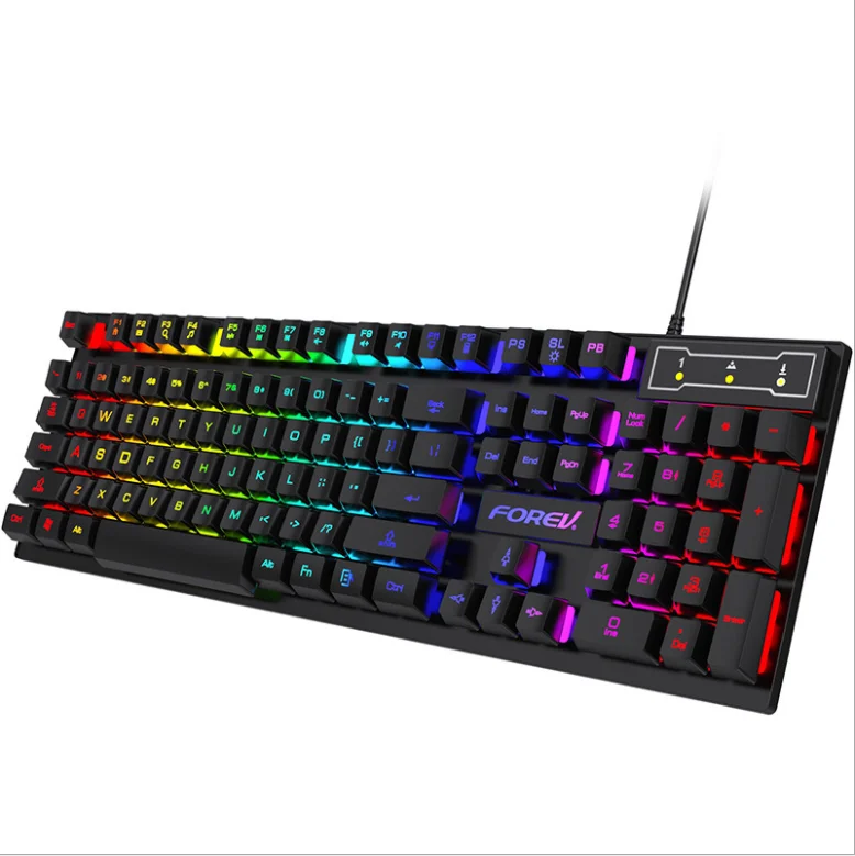 

Gaming keyboard Mechanical Feeling Gamer keyboard with backlight 104 Rubber keycaps RGB Wired Ergonomic keyboard For PC laptop