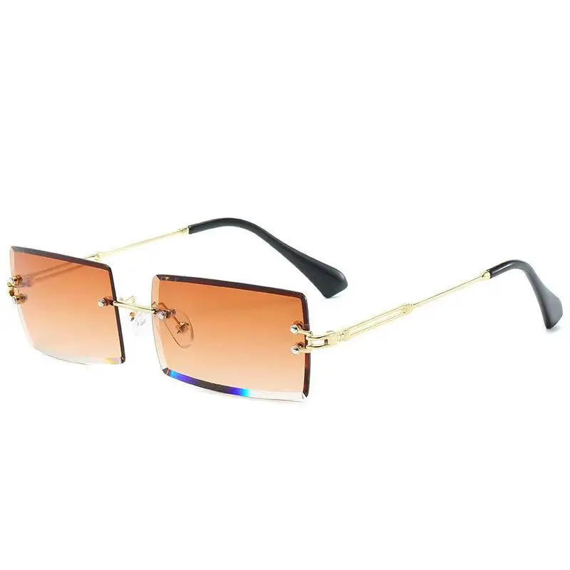 

Fashion alloy material glasses retro men's and women's outdoor glasses general trend rectangular rimless sunglasses, Available in multiple colors