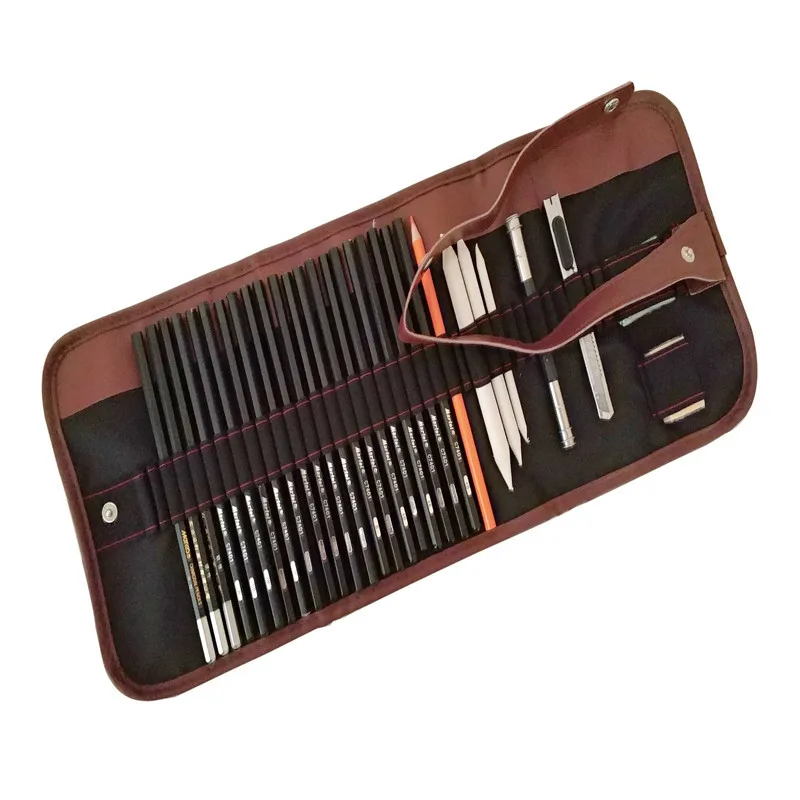 
Amazon Hot sell Sketching Drawing Kit For Painter School Students Art Supplies Pencil Set Wood Pencil Pencil Bags 
