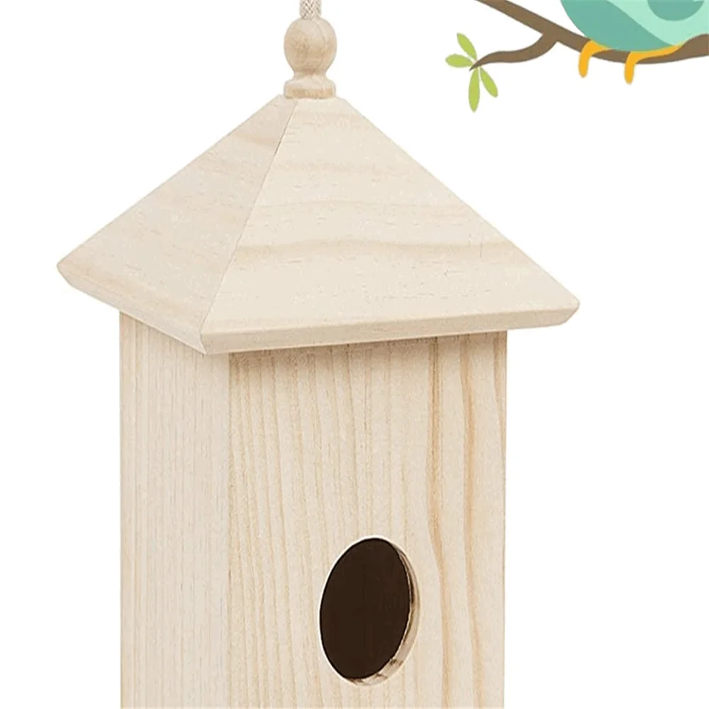 Creative handmade hanging decorative kids DIY painted toy factory wholesale bird house kit diy wood