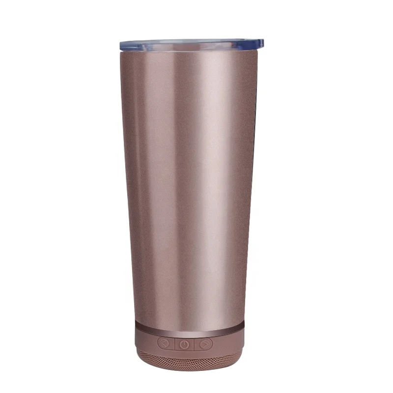 

2021 New metal color double wall vacuum music ice water bottle tumbler with speaker in stock