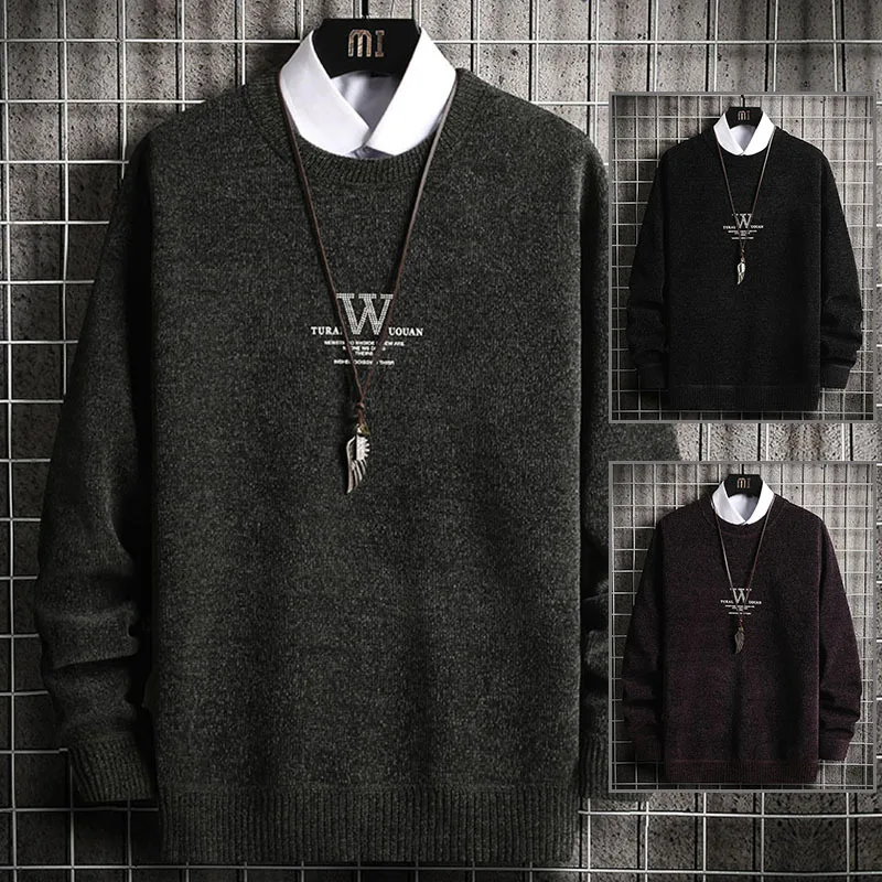 

Autumn and winter T-shirt Korean version slim trend warm men's bottoming plus Plush woolen clothes men's wear