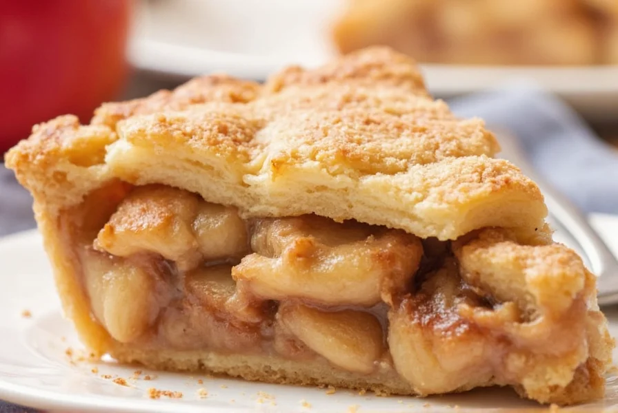 Finished cinnamon roll apple pie showing cross-section with visible cinnamon swirls and apple layers