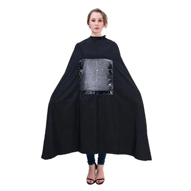 

Wholesale Customized Polyester Barber Cape With Window Hairdressing Cape Hair Cutting Cape, Black