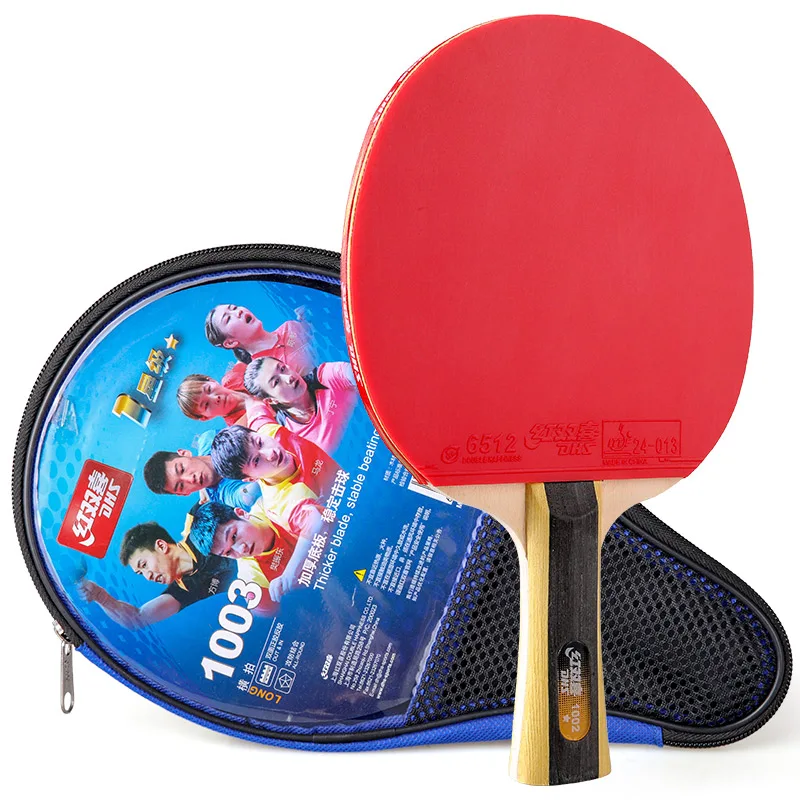 

Double Happiness table tennis racket 1 star student children PingPong Racket, Red+black