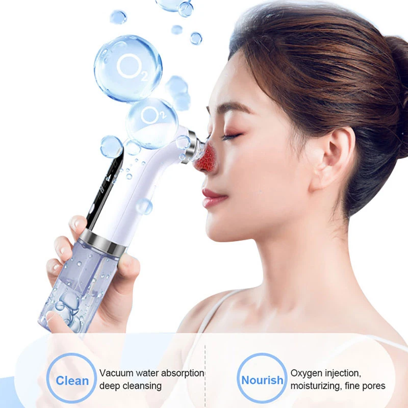 

Buy one get one free Small Bubble Cleaner Blackhead Acne Remover Water Cycle Cleaning Vacuum Clean Pore Shrink Face Care Tool, White