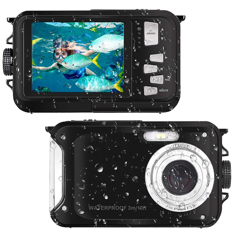 

Portable 2.7K 30MP Holiday Trip 2.7 inch Screen Underwater Camera with Rechargeable Battery