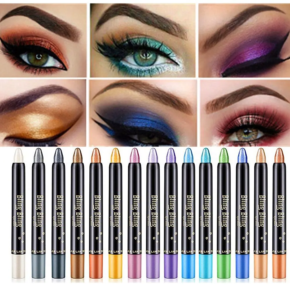 

15 Colors Monochrome cream Eyeshadow Glitter Golden Silver Lying Silkworm Pen High Pearl Light Stick Colorful Eye Shadow Pencil