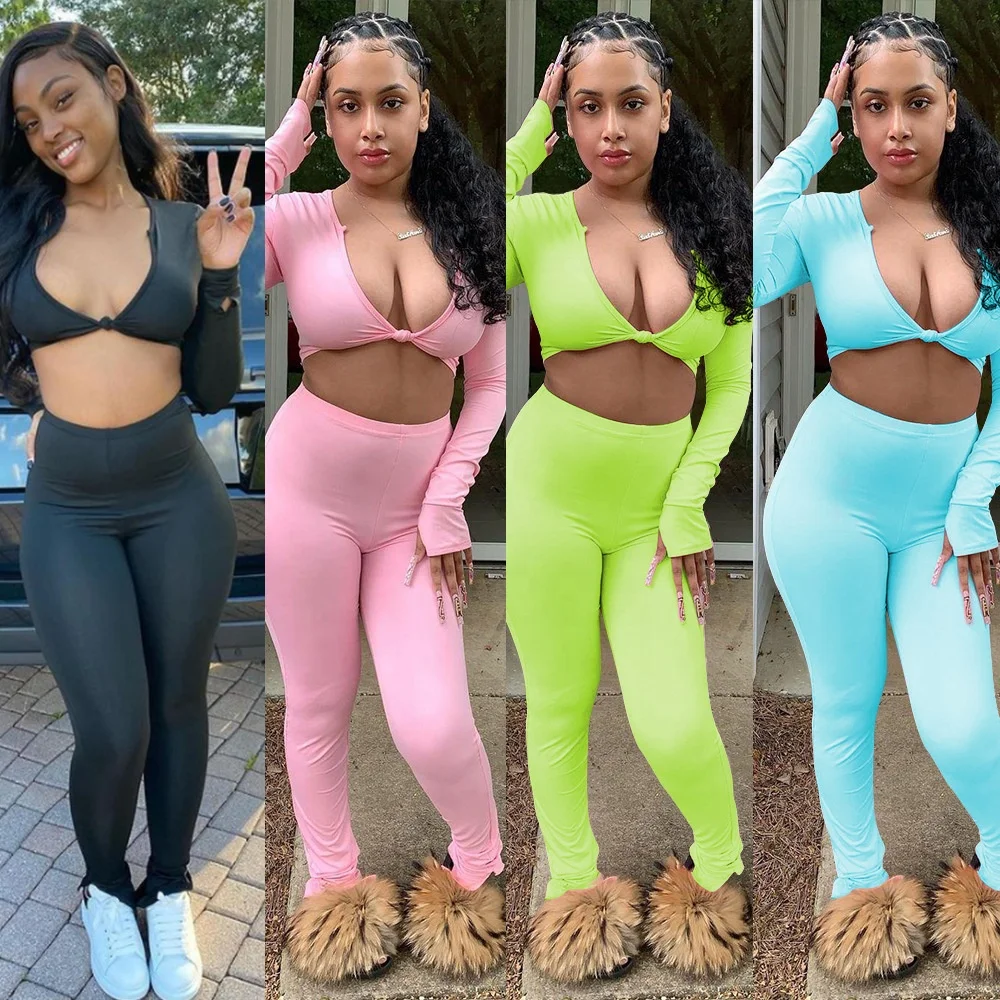 

Custom In Stock Solid Color Pink Sweat Suits Motorcycle Long Sleeve Top Sexy Outfits For Women 2021, As picture
