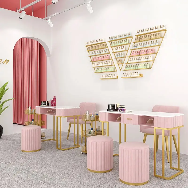 
Dry Nail Table Station Furniture Manicure Portable Modern Salon Pink Cheap Tables Sets Tech Nails Desk For Black Art Mat 