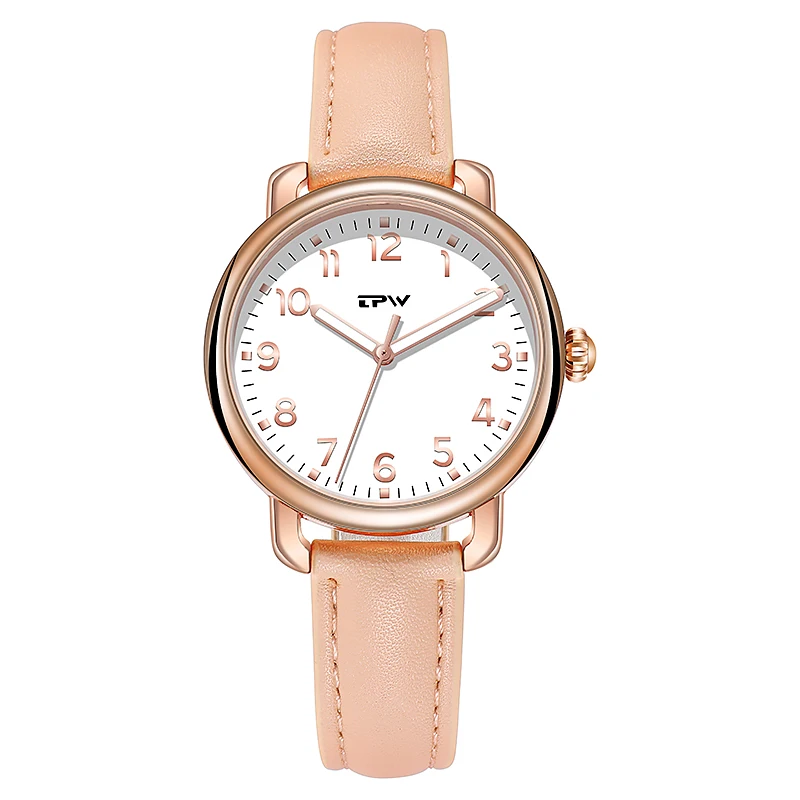 

Dropshipping Small MOQ wholesale quartz movement simple design lady leather wrist watch, Pink/silver/gold/blue/red